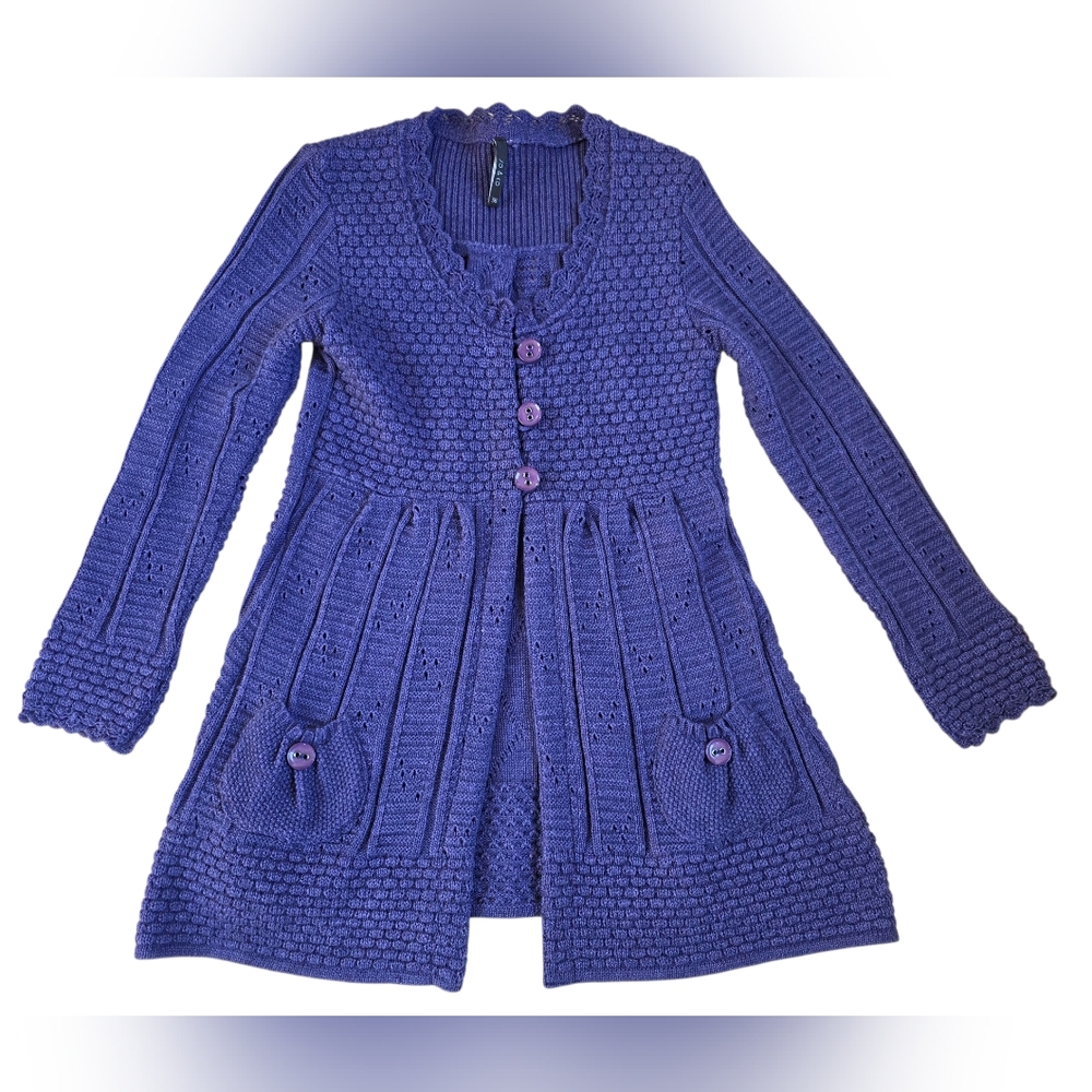 So & Co Purple Wool Blend Button Up Cardigan Sweater Size 4